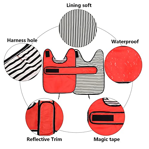 Dog Raincoat Corgi rain Coat pet Waterproof Jacket fit for Corgi Weiner Wide Body Long Back Breeds with Reflective Stripe Great Coverage red M (Medium / Red)