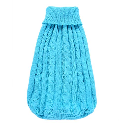 Dog Sweater Soft Warm Turtleneck Knitted Clothes for Small Medium Large Pet (Blue / Large)