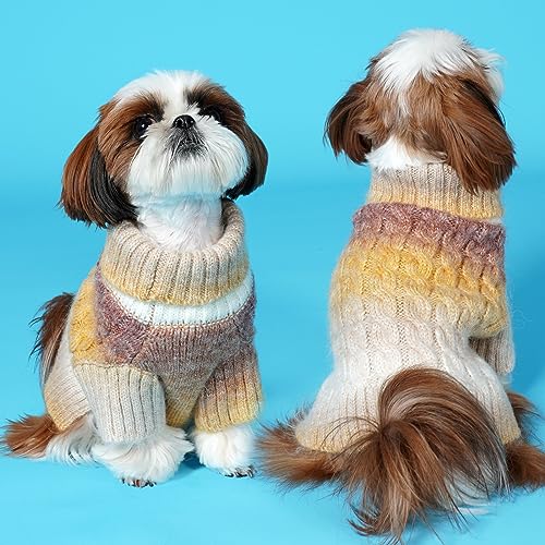 Color Block Dog Sweater for Medium Large Dog Turtleneck Thermal Knit (2XL (45-70lbs) / 06# Brown)