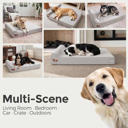 Orthopedic Dog Beds for Extra Large Dogs (XX-Large / Canvas-Grey)
