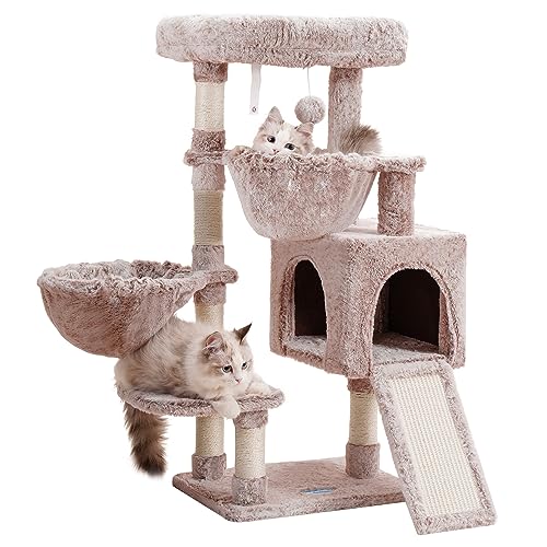 Cat Tree Tower with Large Bed (35.4 inch / Muchroom)
