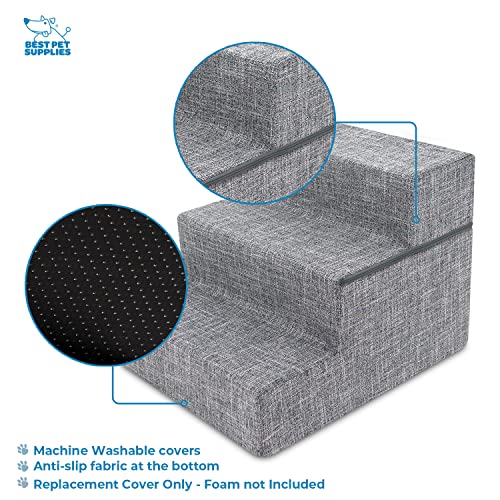 Dog Stairs & Steps (Ash Gray Linen / H: 16.5 Inches (Foldable))