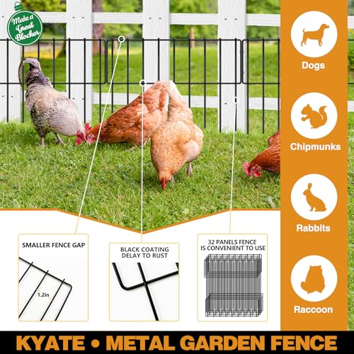 32 Panels Animal Barrier Fence (32Pcs, 32ft(L) X 13inch(H) / Black)
