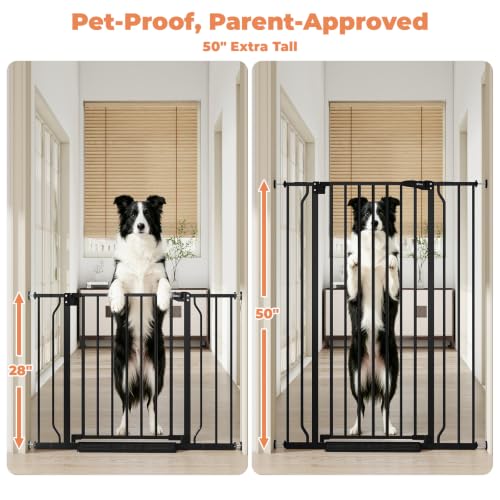 50" Extra Tall Baby Gate No Drilling (Black / 29-40"Wide, 50"Tall)
