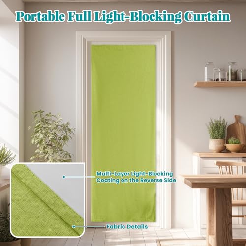 100% Blackout French Door Curtain (25"W x 72"L (Pack of 1) / Fruit Green)