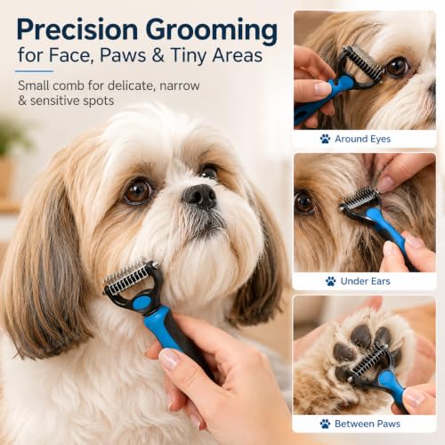 Pet Pro Tool Grooming Dog Deshedding Undercoat Rake Dual