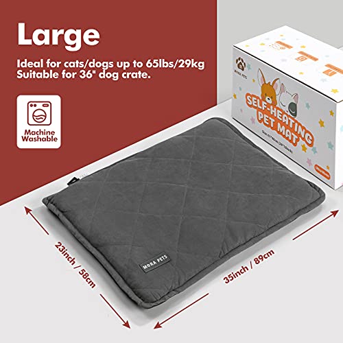 Self Warming Bed Self Heating Cat Bed Pad 36 x 24 Inches (Suede Grey / 36"L x 24"W x 2"Th)