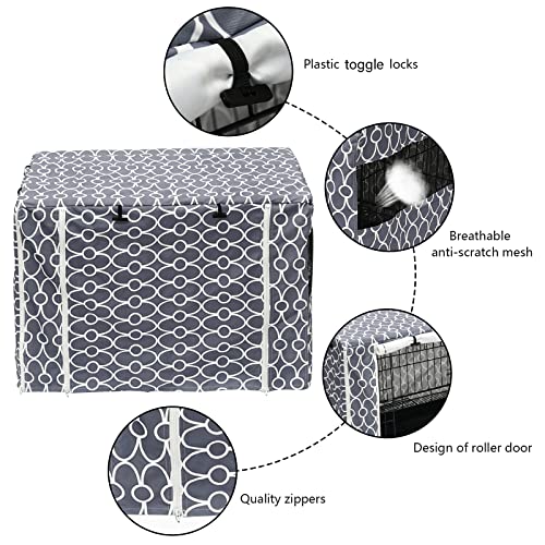 Dog Crate Cover Durable Polyester Pet Kennel Cover Universal Fit for Wire Dog Crate (24.0"L x 17.0"W x 19.0"H / Gray)