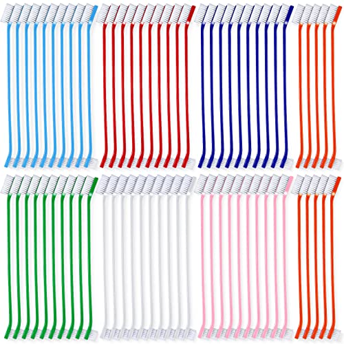 70 Pcs Dog Tooth Brush Dual Headed Pet Toothbrush (Colorful)