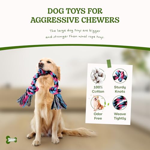 Dog Rope Toy for Large Dogs Heavy Duty Dog Chew Toys for Aggressive Chewers (1 Pack-Large / Large)