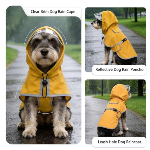 Dog Raincoat Waterproof Reflective Adjustable Hooded Windproof Jacket (M+)