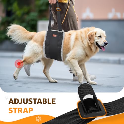Adjustable Dog Sling for Extra Large Dogs Mobility Aid for Weak Rear Legs (Grey & Black / X-Large)