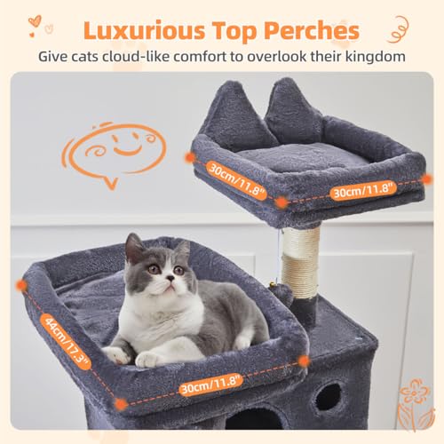 Cat Tree 71 in Extra Large Cat Tower for Inddor Cats (Smoky Gray / 71 Inches)