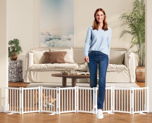 Short Dog Gate Indoor (White / 8 Panel-16''H, Up to 96’’ W)