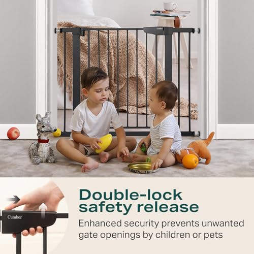 30 40.6 in Baby Gate for Stairs and Doorways (Black / 30-40.6"W x 30.5"H)