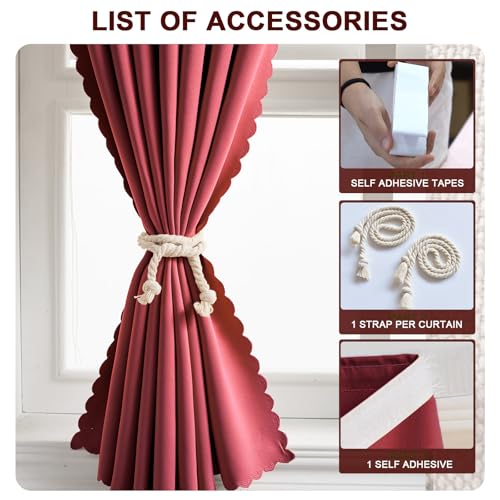 Adhesive Curtains for Window (59"W x 84"L (Pack of 1) / Burgundy)