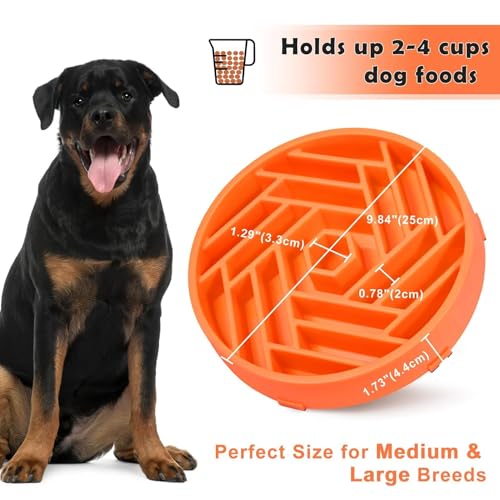 Slow Feeder Dog Bowls Large Medium Breed (Orange)