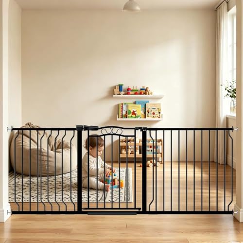 71.7" 81.1" Extra Wide Baby Gate for Doorway Wide Openings Black (Black / 71.7"-81.1")