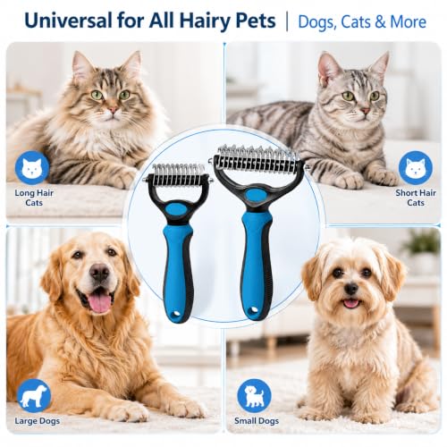 Pet Pro Tool Grooming Dog Deshedding Undercoat Rake Dual