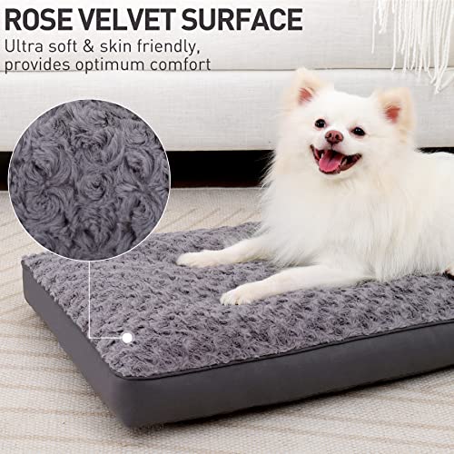 Washable Dog Bed for Crate Waterproof for Medium Dogs (Grey / 29.0"L x 18.0"W x 3.0"Th)