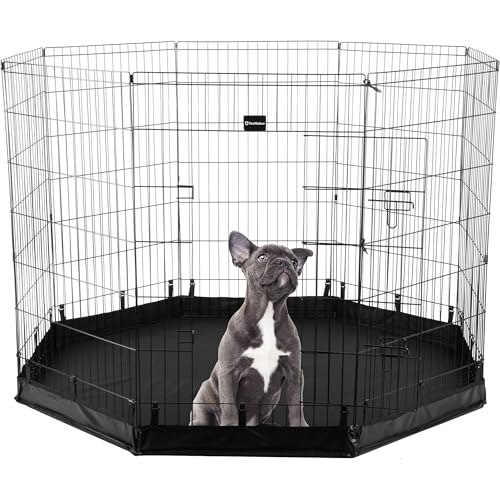 Dog Playpen Foldable Metal Exercise Puppy Play Pen with Eight 24x42in Extra (24" x 42")