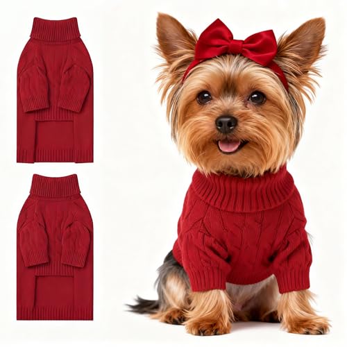 Small Dog Thermal Pullover Sweater (Red(Order One Size Up) / Small)