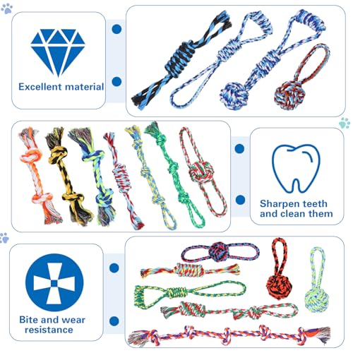 30 Pcs Rope Dog Toys for Aggressive Chewers Heavy Duty Dog Chew Toys for Medium Large Dog Cotton Dog Toys War Dog Toy for Teeth Cleaning