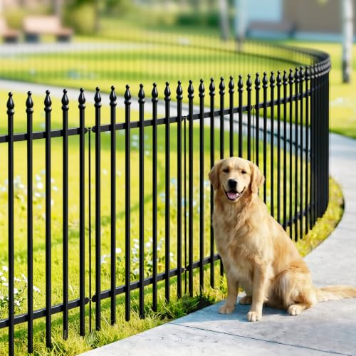 42" H x 12.5Ft Metal Garden Fence (Black / 42″ H x 12.5 ft (5 Panels))