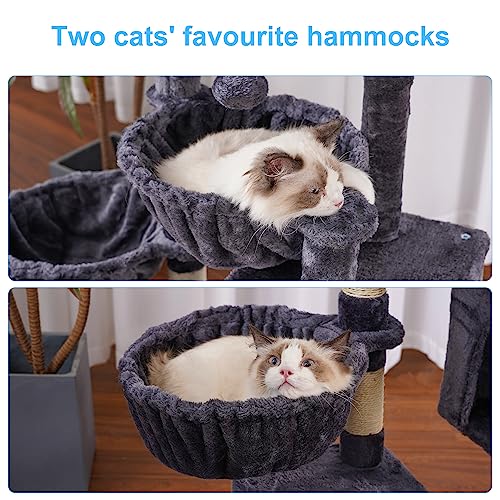 Cat Tree Tower with Large Bed (35.4 inch / Smoky Gray)