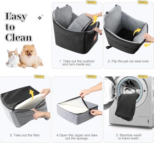 Dog Car Seat for Small Medium Dogs (Black/Grey / Medium)