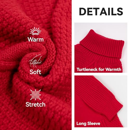 Dog Sweater Long Sleeve Warm Knit Sweaters for Large Dogs Boy Girl (Red / XXX-Large)
