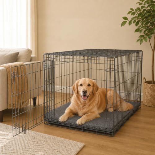 Dog Crate Pan Cover with Softer Fluffy Top for 42 inch Pet Cage (Fits 42 inch Crate Pan / Deep Gray)