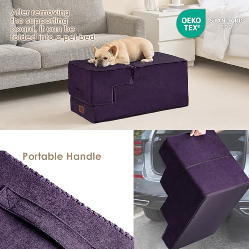 Dog Stairs for High Bed 22.5" H (Purple / Standard 15.7" x 30" x 22.5")