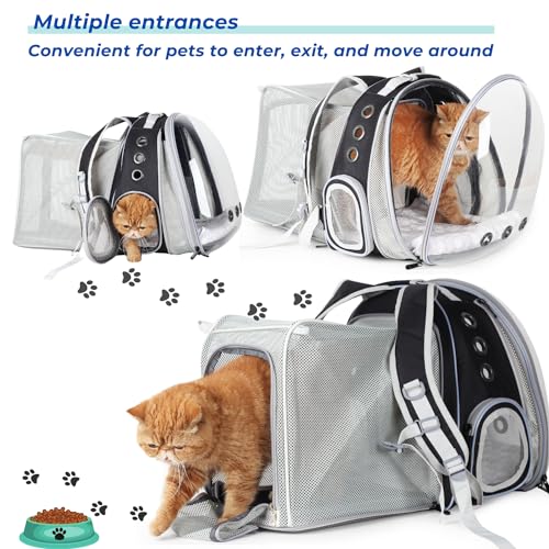 Expandable Cat Backpack Carrier for Large Cats & Small Dogs (Dual Expandable-Black)
