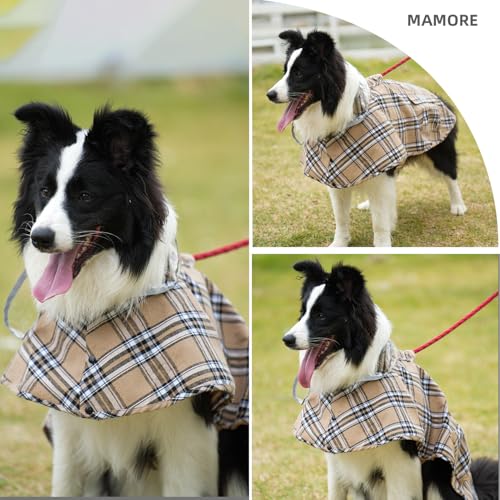 Dog Waterproof Raincoat with Poncho Hoodie (XX-Large: 55-70lbs / Khaki)