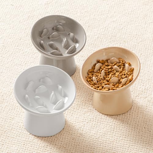 Ceramic Slow Feeder Cat Bowl (Brown)