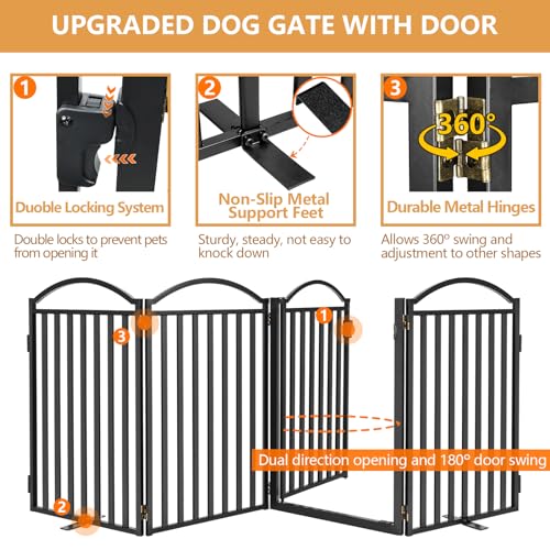 Metal Freestanding Dog Gates (Black / 96''W × 32''H)