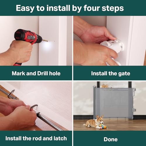 27 40" Retractable Baby Gates for Stairs & Doorways (Gray / Retractable Width: 27"–40")
