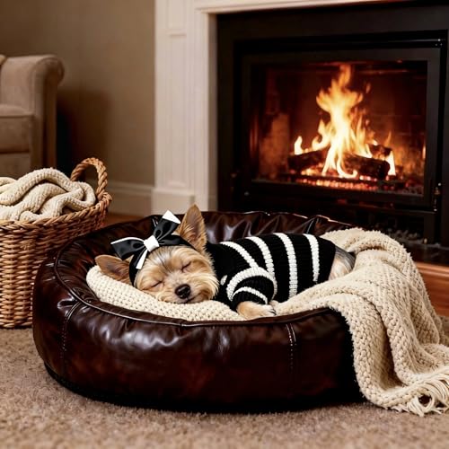 Small Dog Sweater with Zipper (Black Stripe Zip(Order One Size Up) / Small)