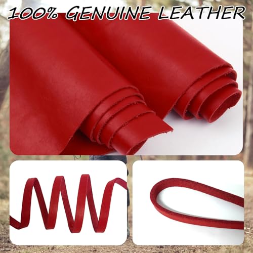 Leather Dog Leash (4ft x 1/2 inch / Red)
