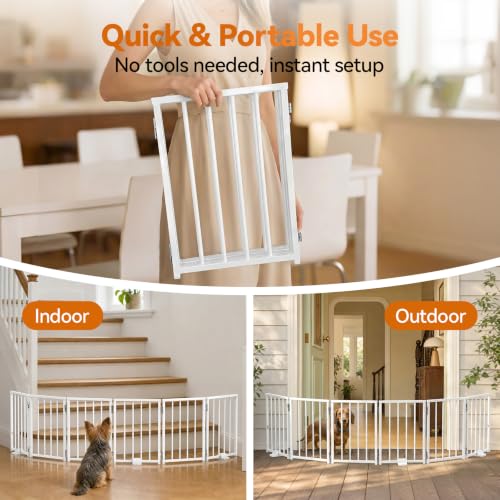 Small Dog Gate Indoor (White / Up to 48" W, 16.5" H)