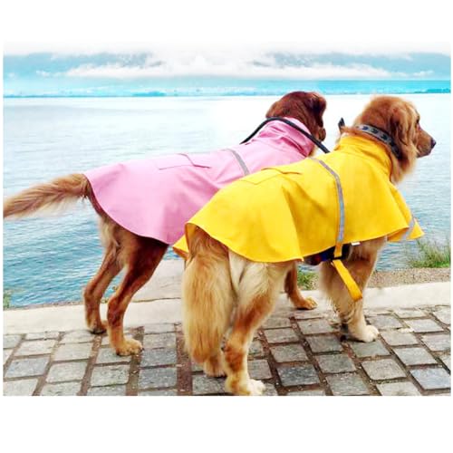 Dog Raincoats with Reflective Strip Hoodie (A1-Yellow / 22B (55-65 lbs))