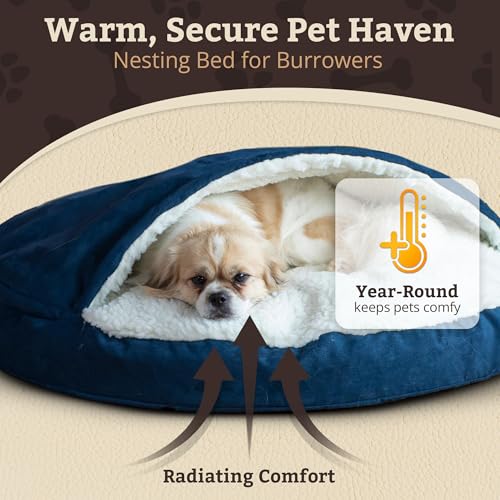 Cozy Cave Dog Bed (45.0"L x 45.0"W x 8.0"Th / Sapphire)