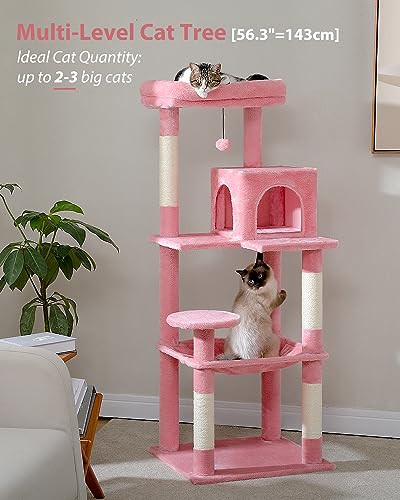 56.3" Cat Tree with Metal Hammock (Pink / 56.3in)
