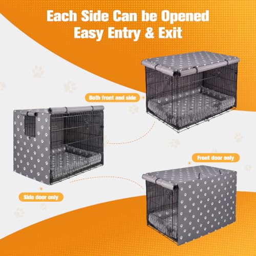 PetPrime 24 Inch Dog Crate Cover with Reversible Mat Set (24"L x 18"W x 19"H)