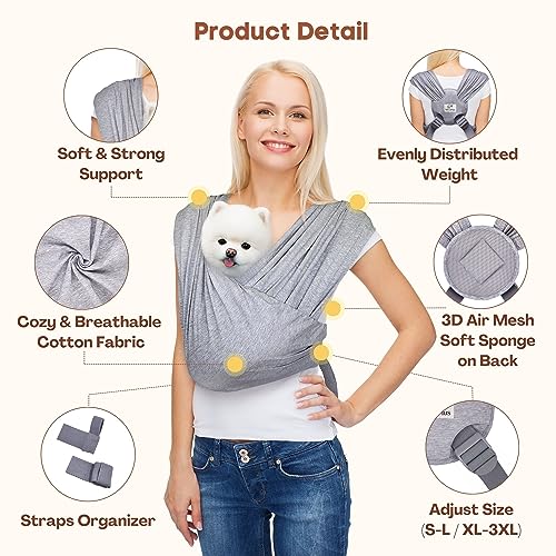 Small Dog Sling Carrier (Light Heather Gray / Regular)