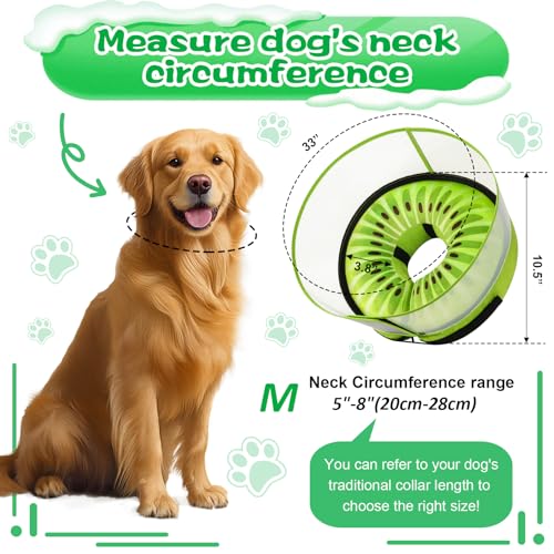 Inflatable Dog Cone Collar with Detachable Enhanced Anti (Kiwi / M（neck 8"-11"）)