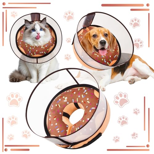 Inflatable Dog Cone Collar with Detachable Enhanced Anti (Brown / S（neck 4"-7"）)