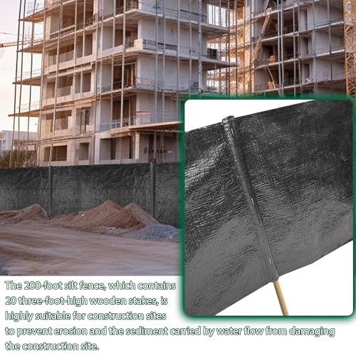 Silt Fence with Stakes (200ft *36in)