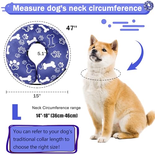 Recovery Donut Collar for Dogs & Cat (Darkblue / L（neck 14"-18"）)